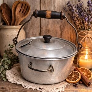 Vintage 30s-50sWear-Ever Aluminum Pot | Farmhouse Cottagecore Primitive Kitchen